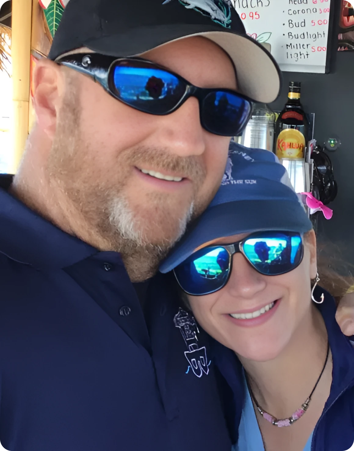 Happy pair at outdoor bar