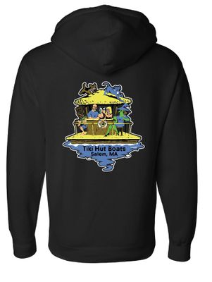 Graphic hoodie with tropical boat illustration