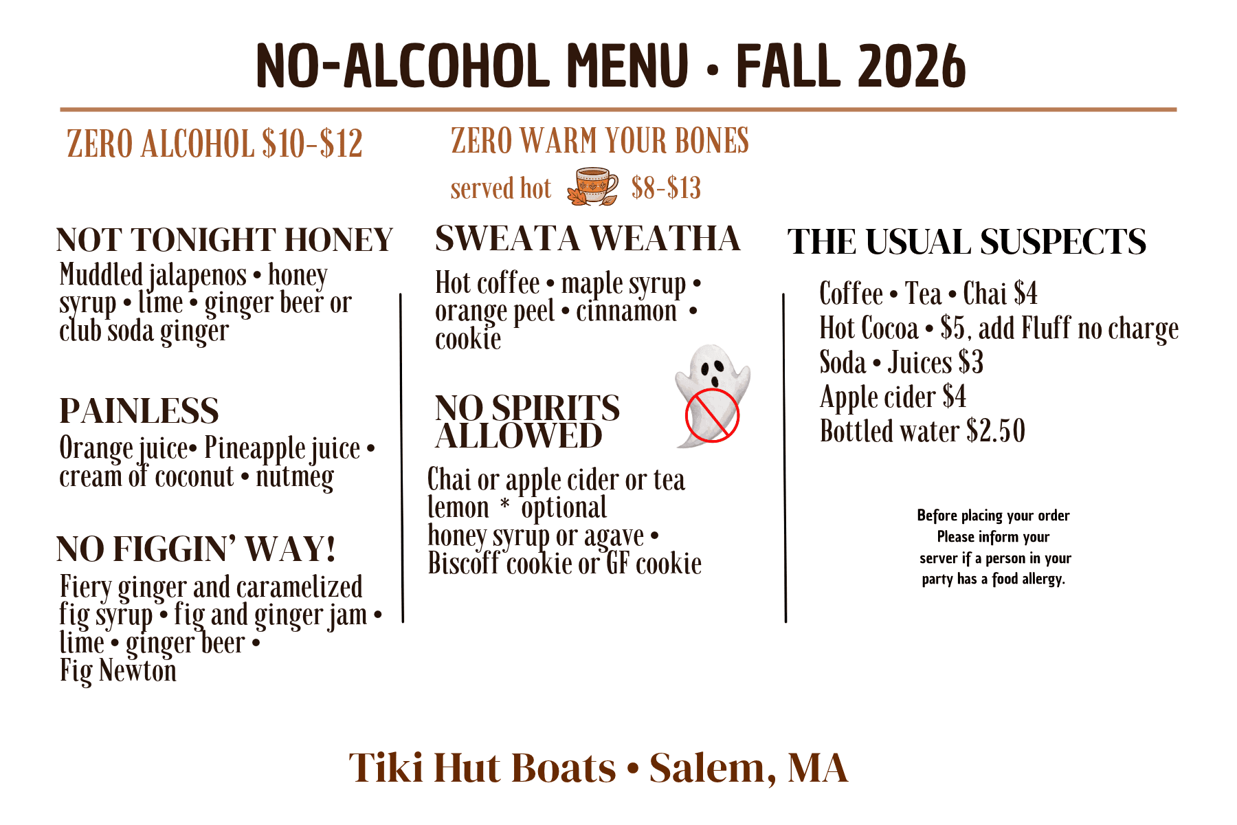 Tiki Hut Boats Fall 2026 Cocktail Menu Page 3